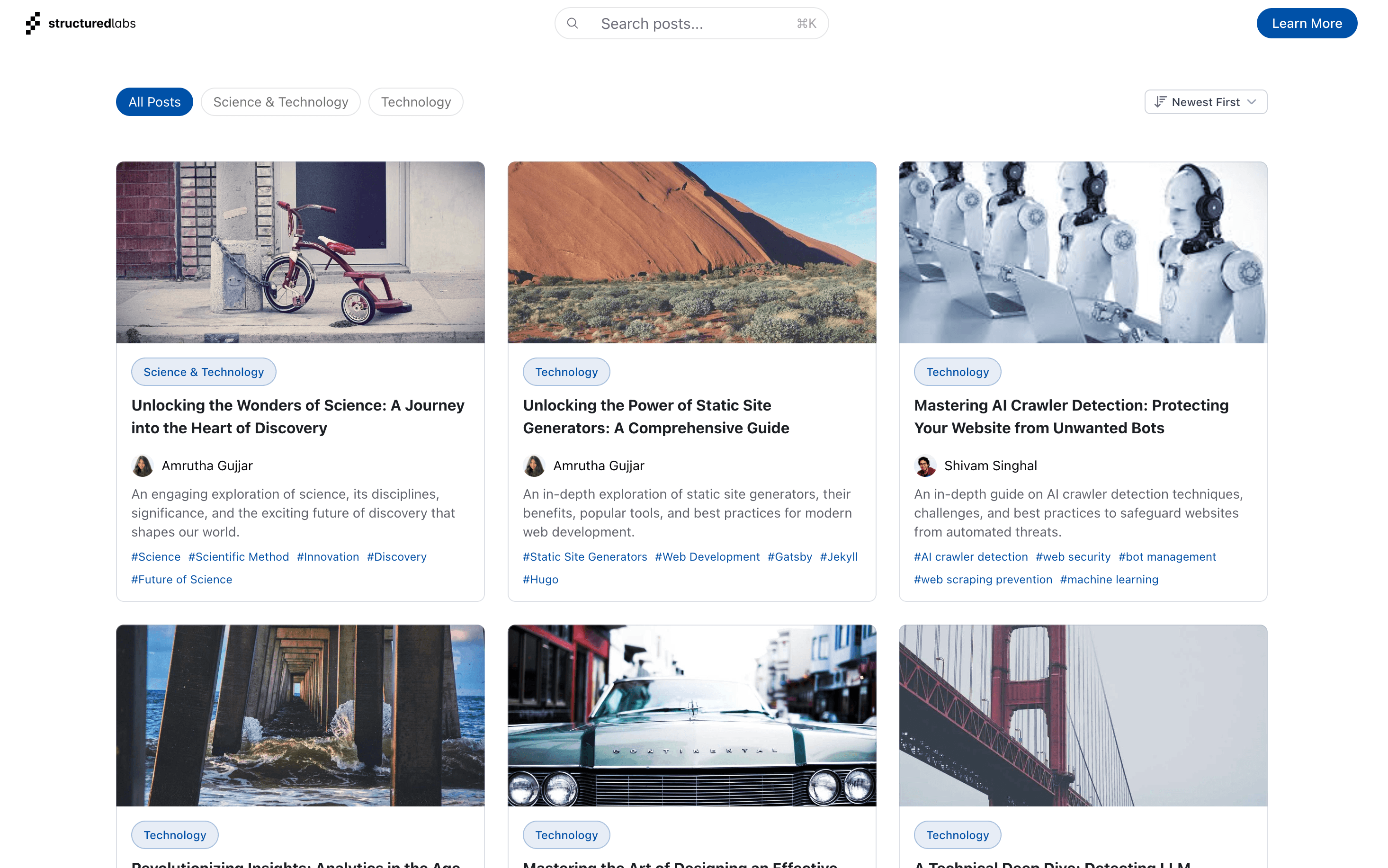 Published blog post with analytics
